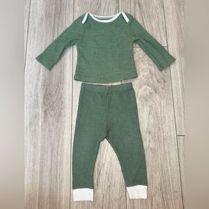 CLOUD ISLAND Green waffle Knit Toddler Set